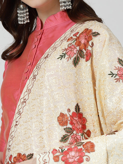 Women's Aari Embroidery Wool Shawl